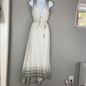 NWT Gypsy White Wrap Maxi Dress Crop Top&Tie Front